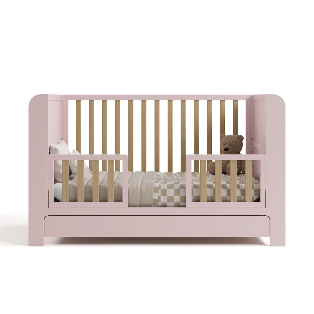 Read-With-Me Crib with Drawer - Blush/Driftwood
