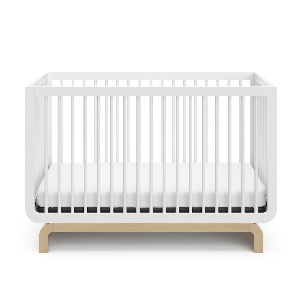 Storkcraft Santorini Deluxe 5-in-1 Convertible Crib, White With Driftwood