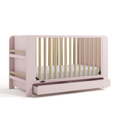 Read-With-Me Crib with Drawer - Blush/Driftwood