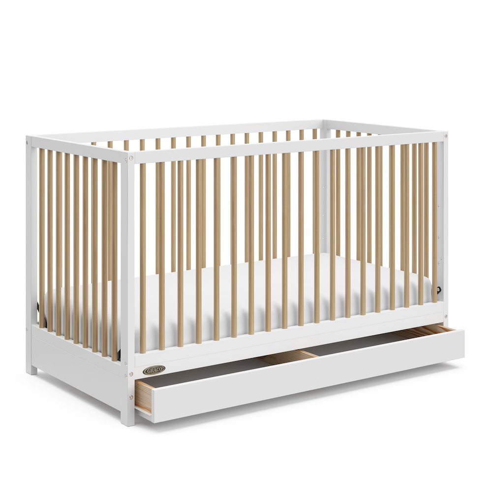Graco Teddi 5-in-1 Convertible Crib with Drawer - White with Driftwood