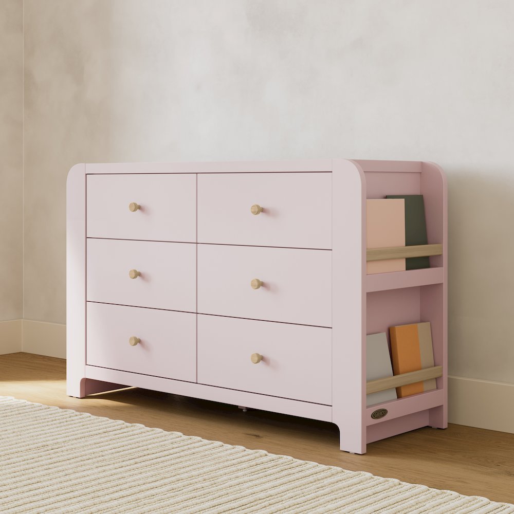 Read-With-Me 6 Drawer Dresser-Blush/Driftwood