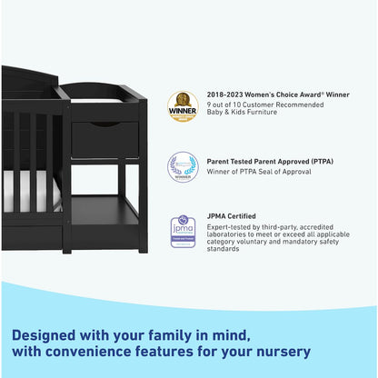 Graco Bellwood 5-in-1 Convertible Crib & Changer with Drawer (Black)