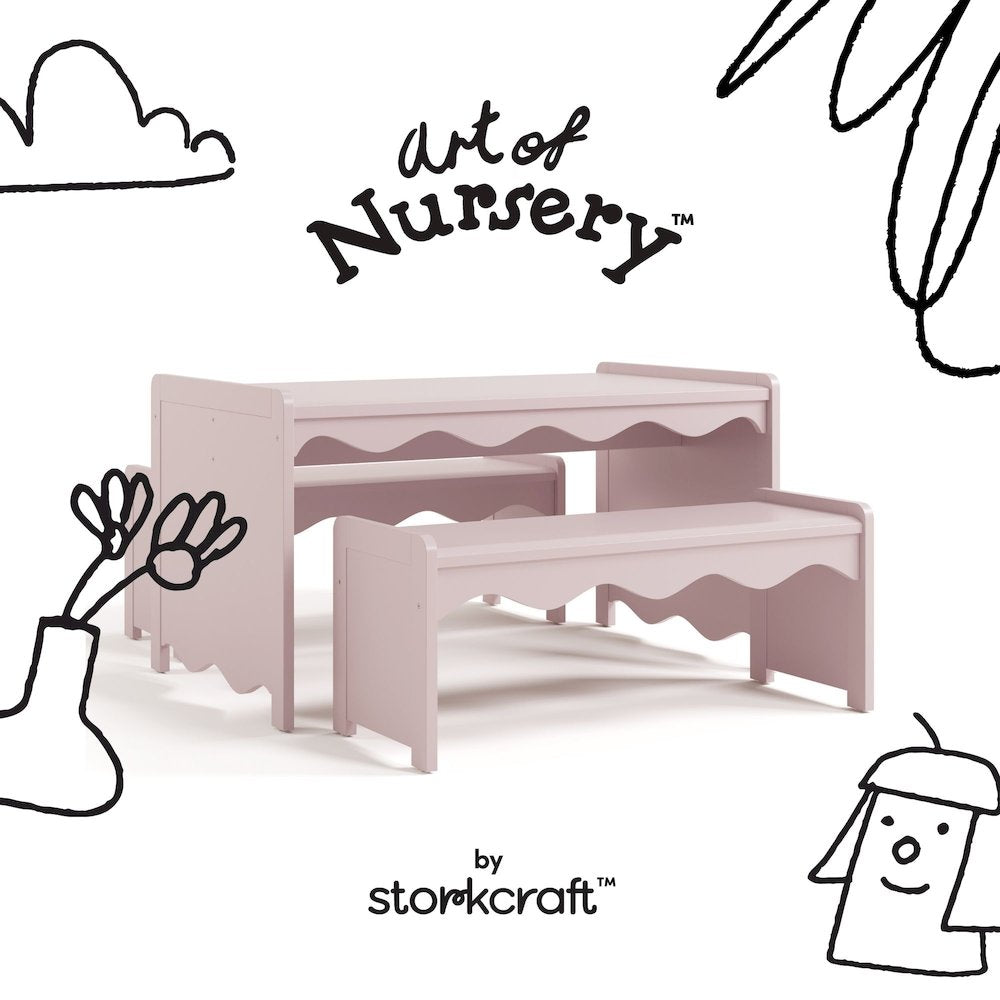 Casablanca Table & Bench Set-Blush