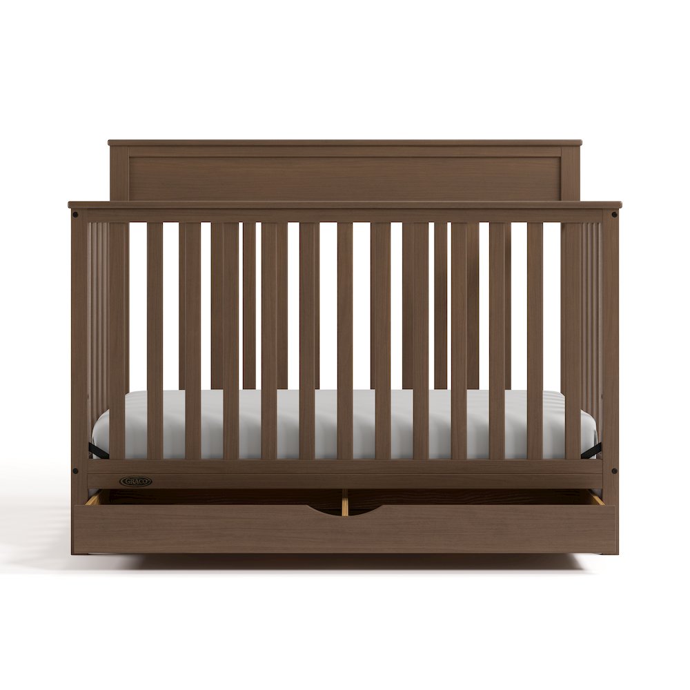 Shiloh Convertible Crib with Drawer - Hazelnut