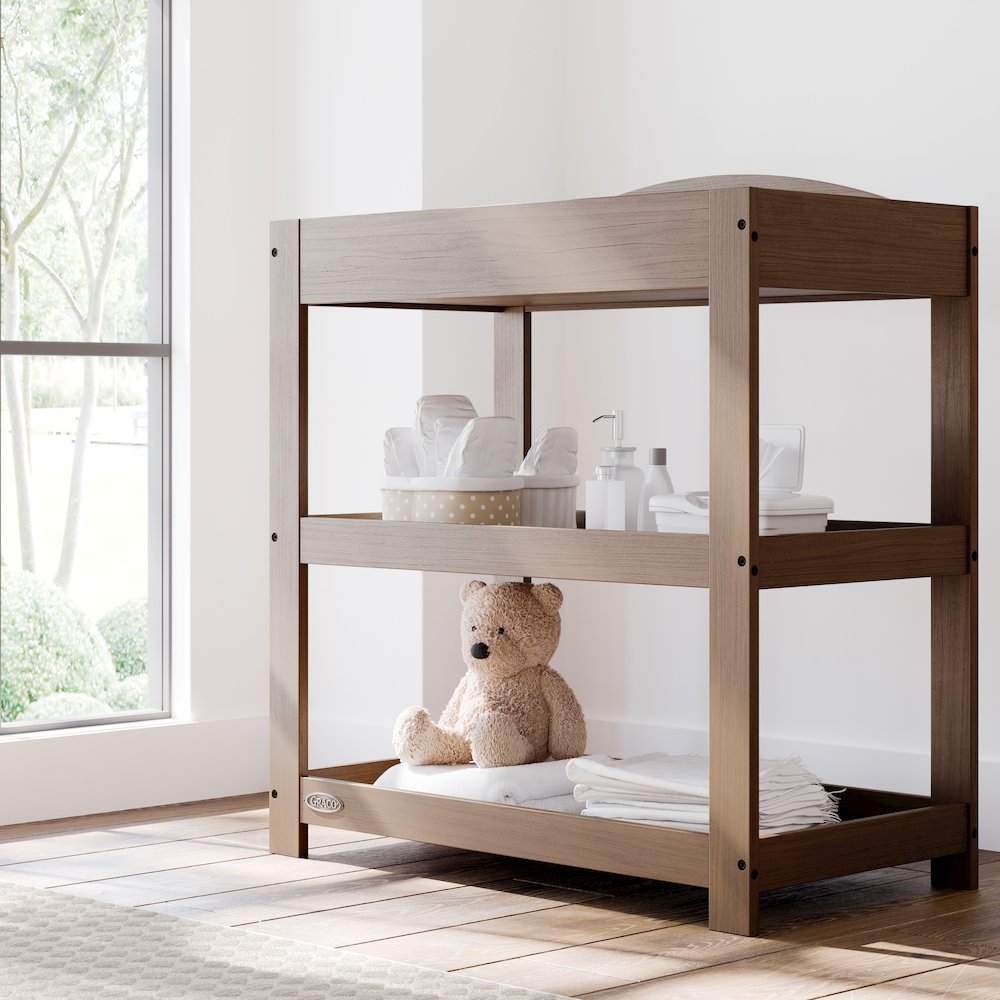 Customizable Changing Table with Water-Resistant Changing Pad - Hazelnut