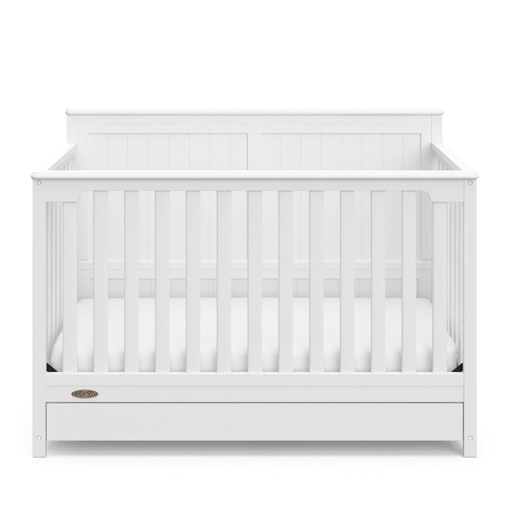Graco Hadley 5-in-1 Convertible Crib with Drawer (White) –Crib with Drawer Combo