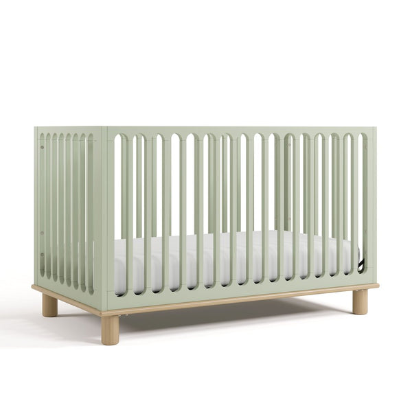 Deluxe 3-in-1 Convertible Crib with Bonus Toddler Guardrail, Sage with Driftwood