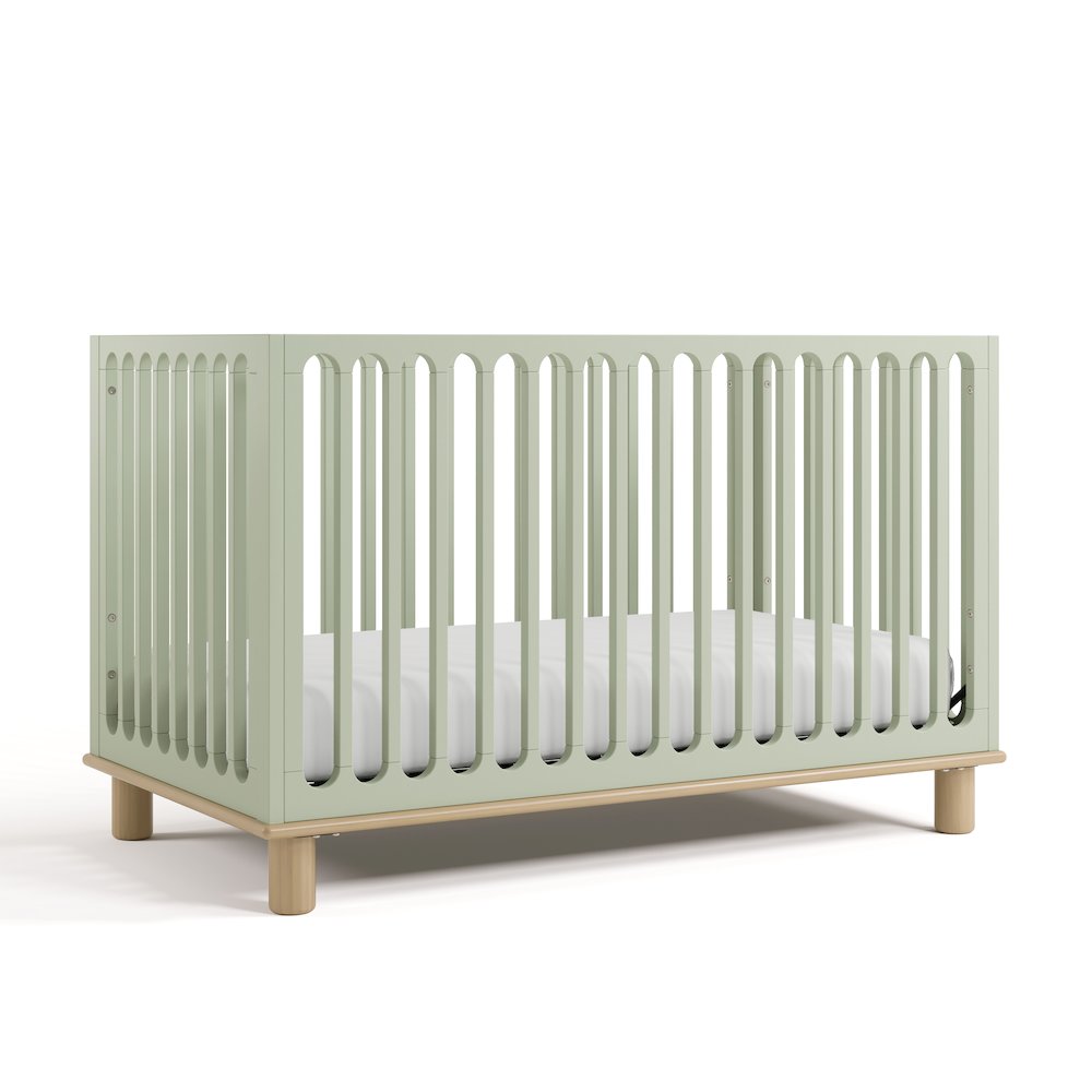 Deluxe 3-in-1 Convertible Crib with Bonus Toddler Guardrail, Sage with Driftwood