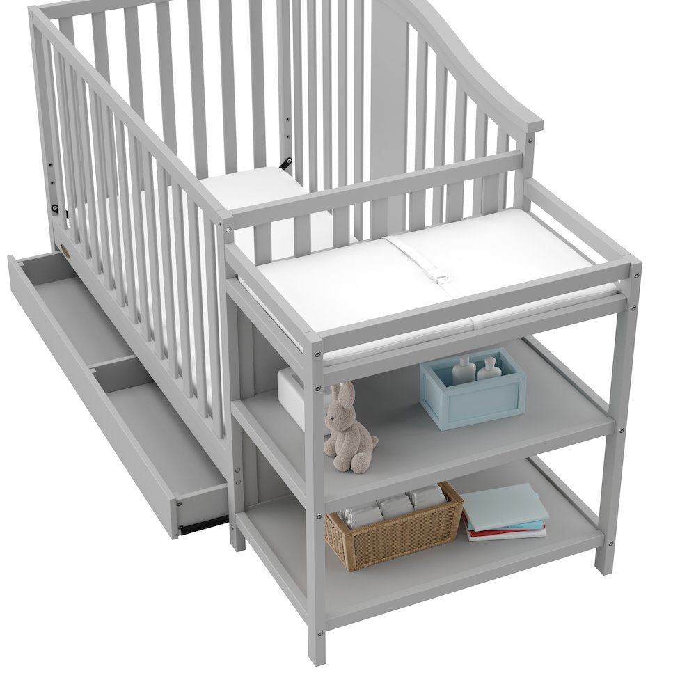 Graco Solano 4-in-1 Convertible Crib & Changer with Drawer - Pebble Gray