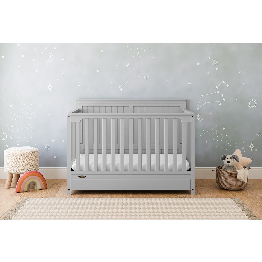 Graco Hadley 5-in-1 Convertible Crib with Drawer (Pebble Gray)