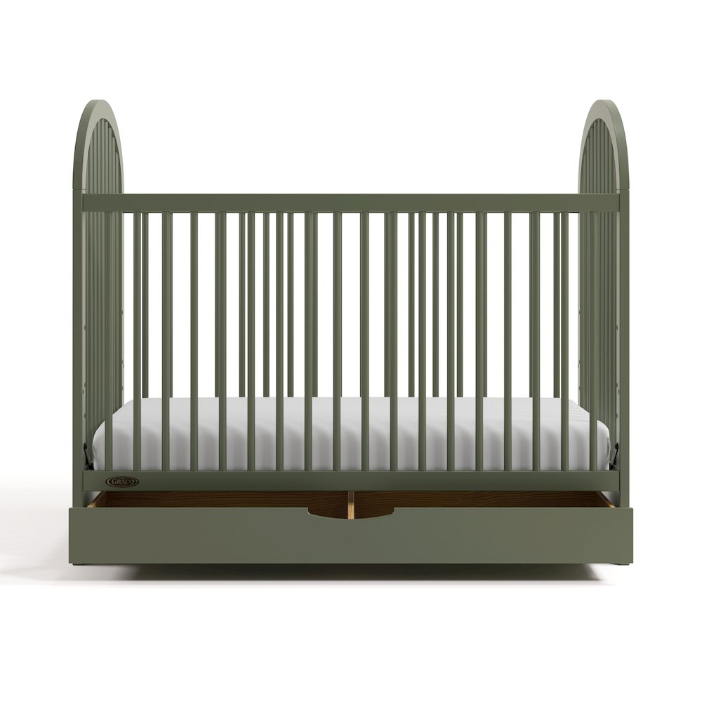Olivia 3-In-1 Convertible Crib With Drawer-Olive