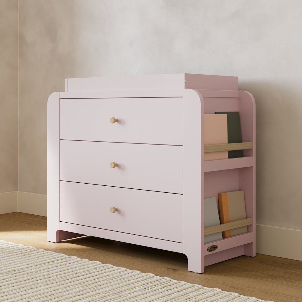Read-With-Me 3 Drawer Chest with Topper -Blush/Driftwood