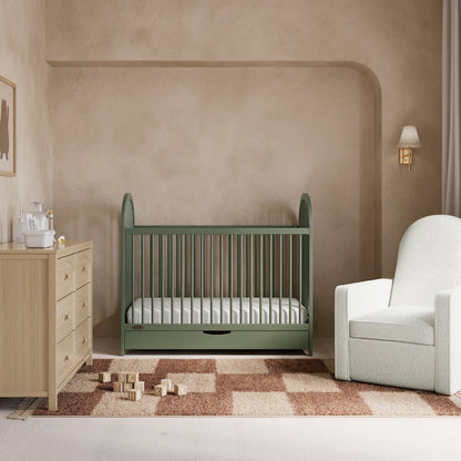 Olivia 3-In-1 Convertible Crib With Drawer-Olive