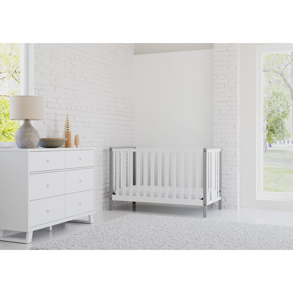 Storkcraft Modern Pacific 4-In-1 Convertible Crib - White/Pebble Gray