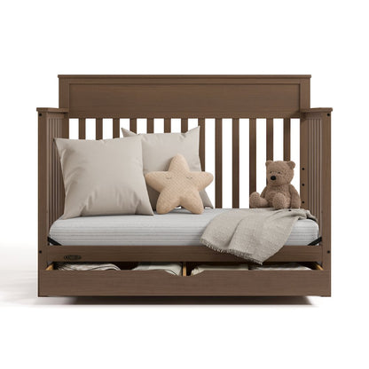 Shiloh Convertible Crib with Drawer - Hazelnut