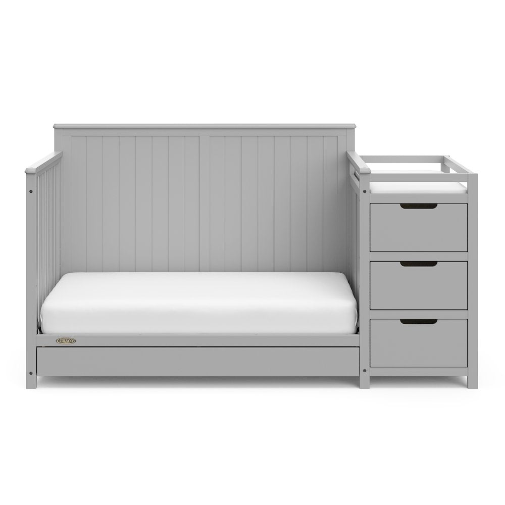 Graco Hadley 5-in-1 Convertible Crib and Changer with Drawer (Pebble Gray)