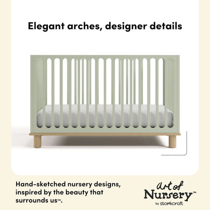 Deluxe 3-in-1 Convertible Crib with Bonus Toddler Guardrail, Sage with Driftwood