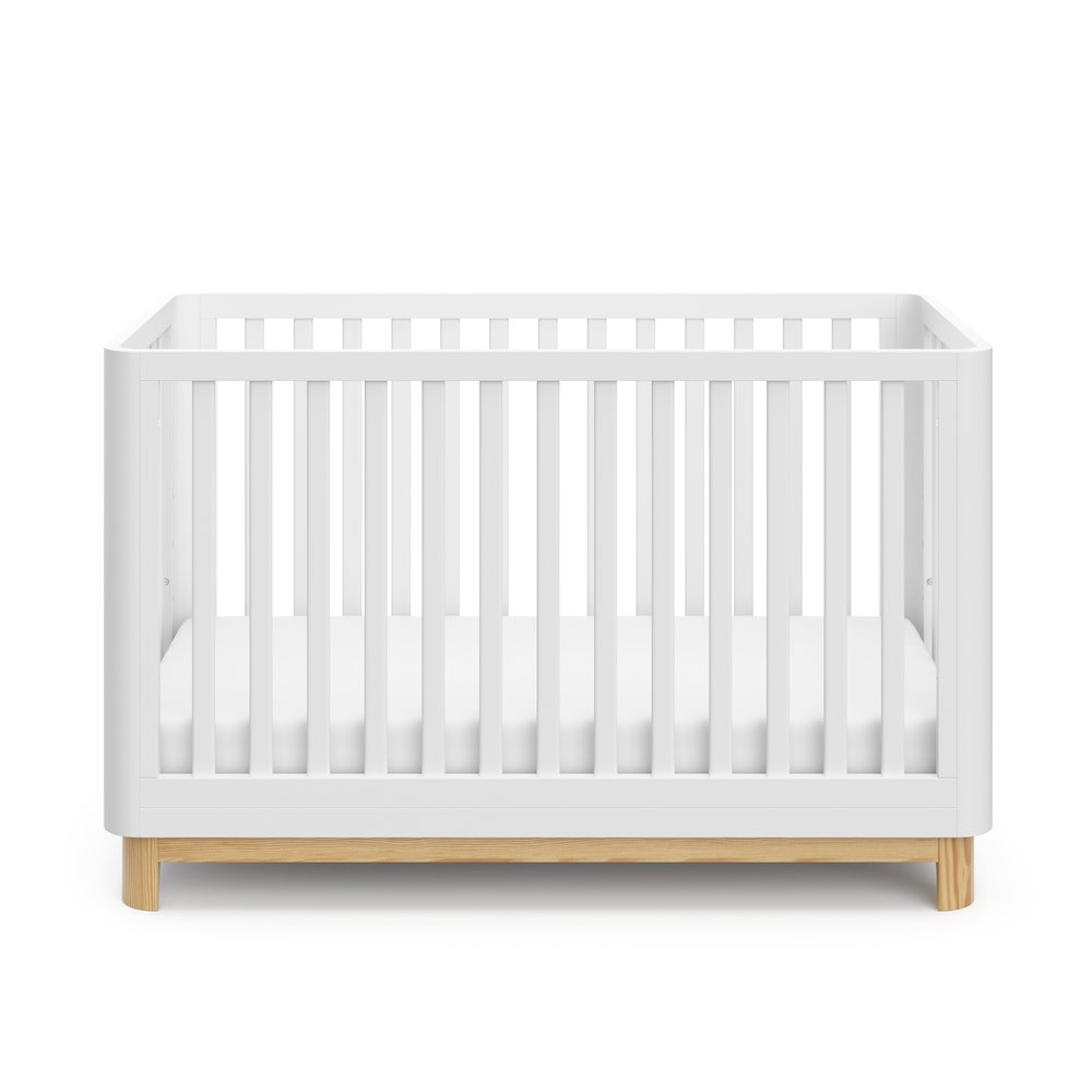 Storkcraft Santos 3-in-1 Convertible Crib (White with Natural)