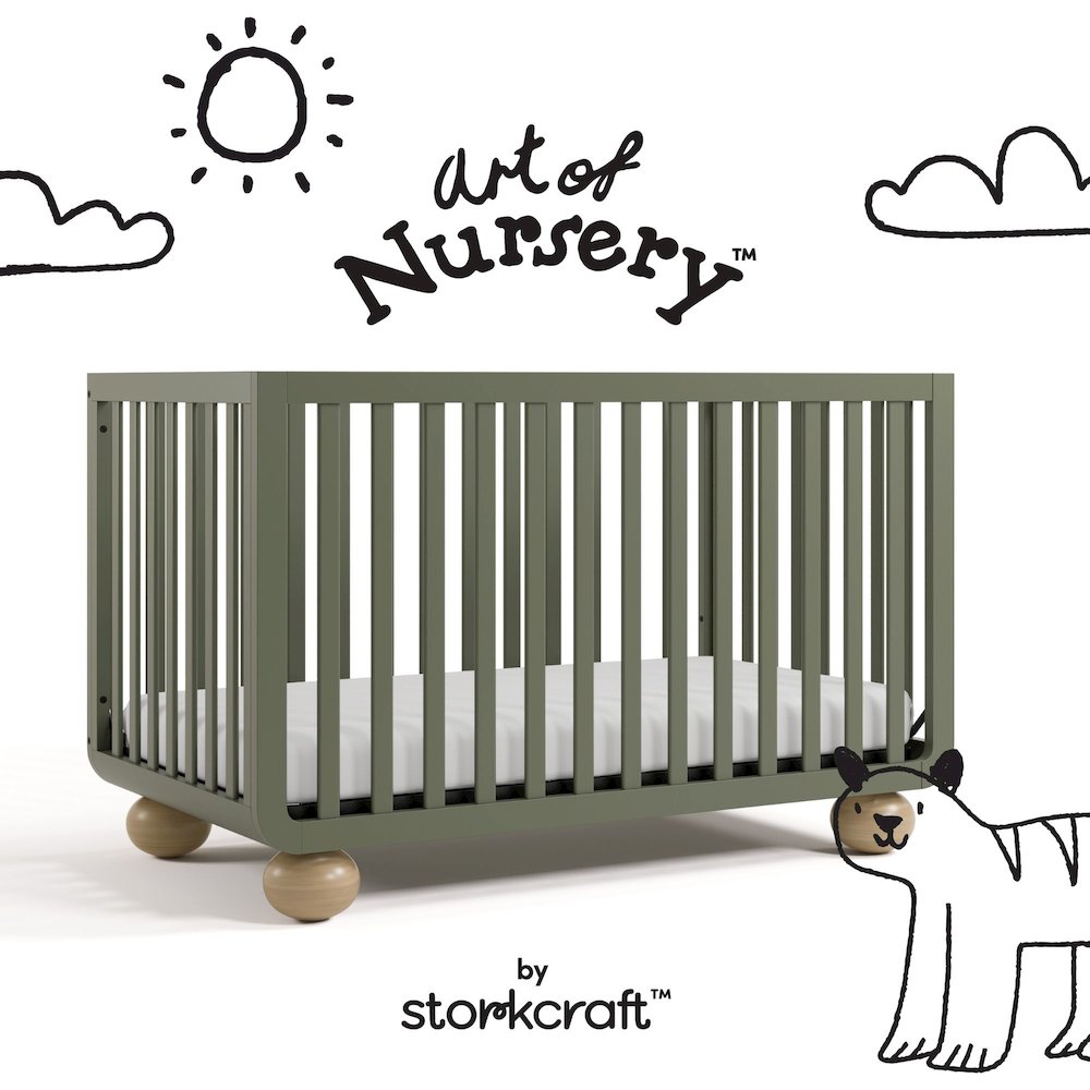 Amalfi Convertible Crib- Olive/Driftwood