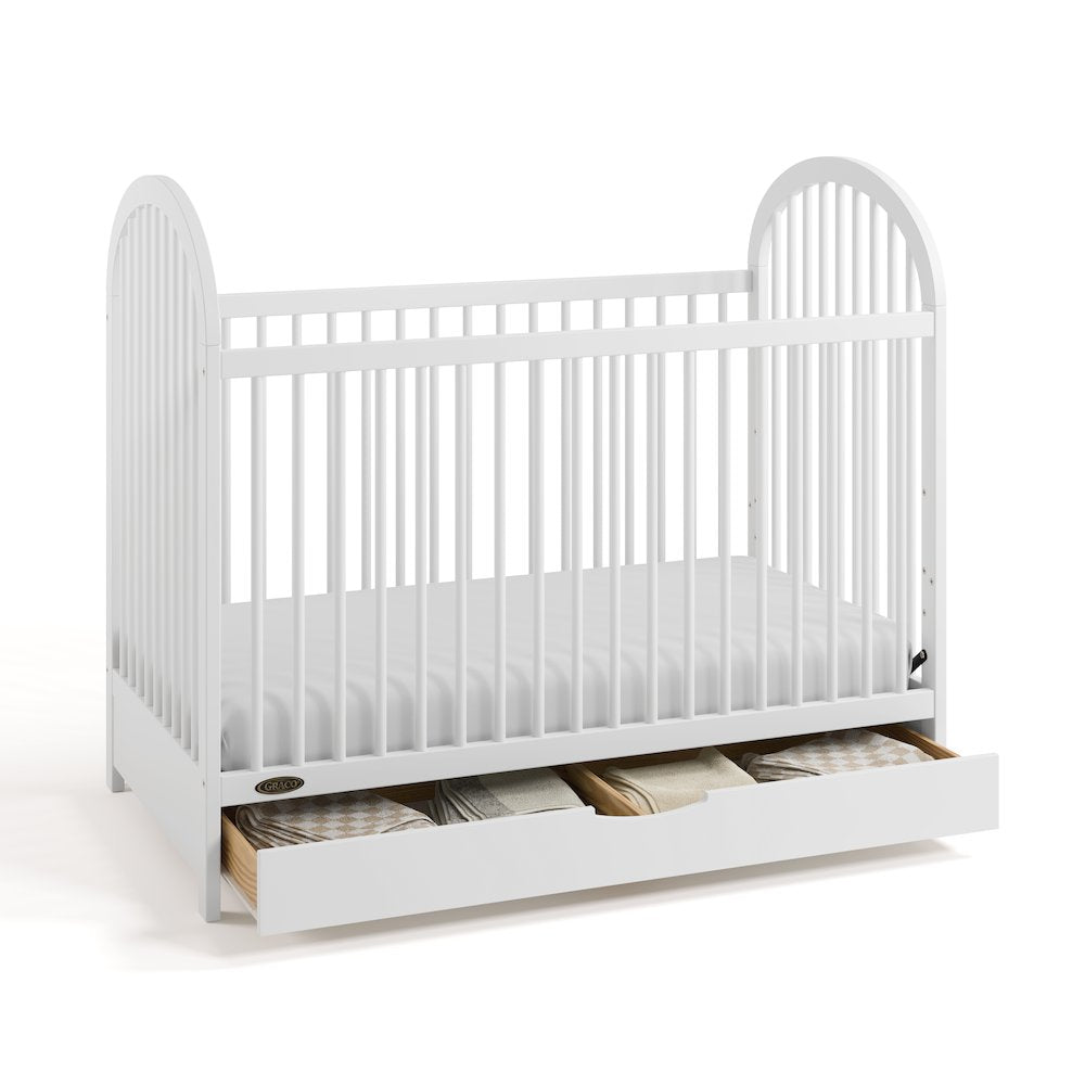 Olivia 3-In-1 Convertible Crib With Drawer-White