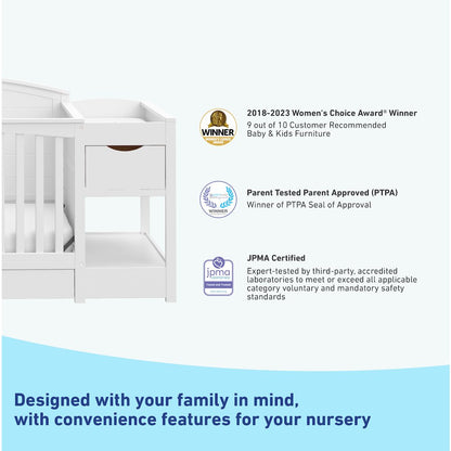 Graco Bellwood 5-in-1 Convertible Crib & Changer with Drawer (White)