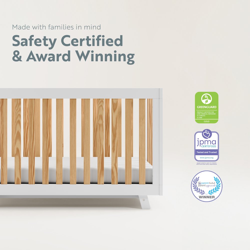 Storkcraft Beckett 3-in-1 Convertible Crib (White with Natural)