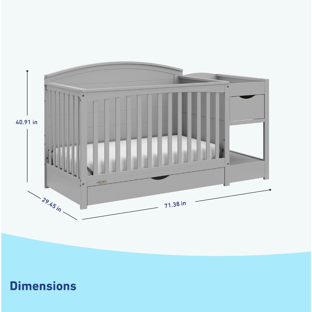 Graco Bellwood 5-in-1 Convertible Crib & Changer with Drawer (Pebble Gray)