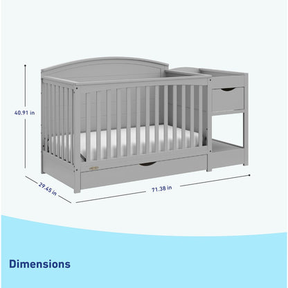 Graco Bellwood 5-in-1 Convertible Crib & Changer with Drawer (Pebble Gray)