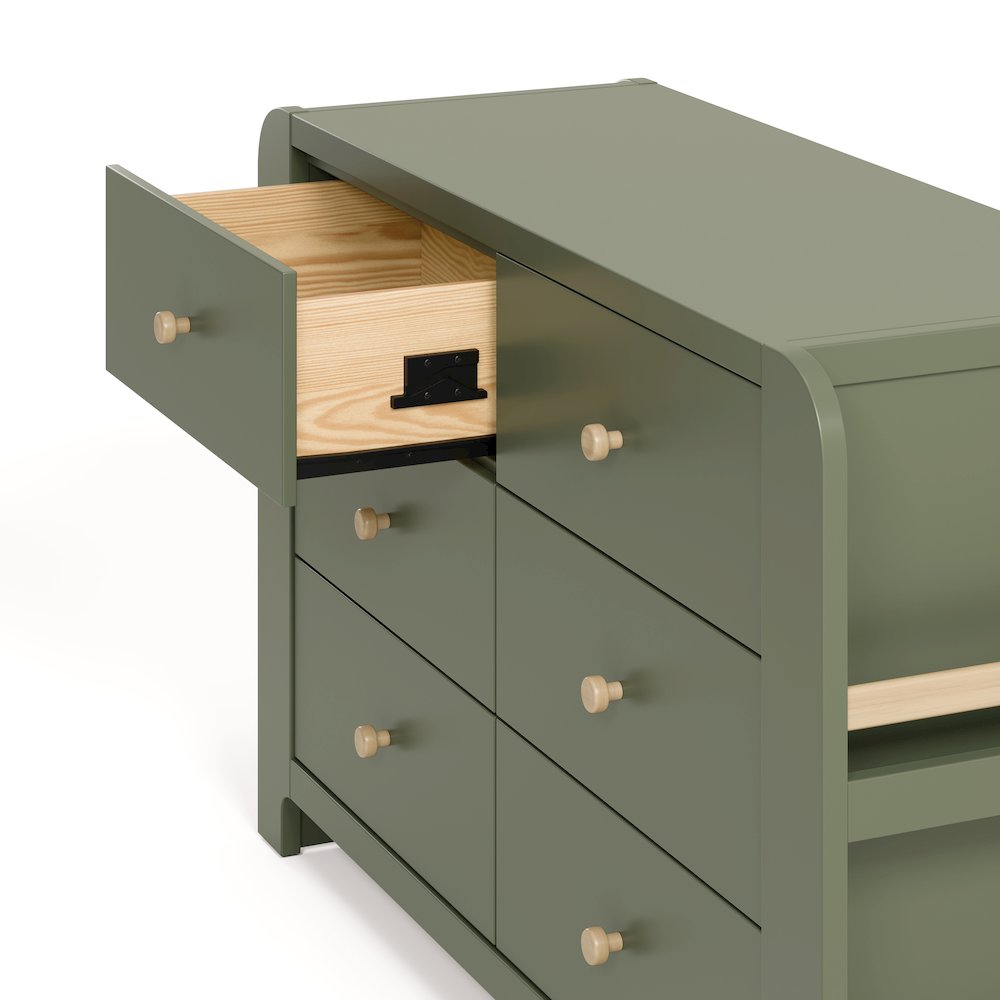 Read-With-Me 6 Drawer Dresser-Olive/Driftwood