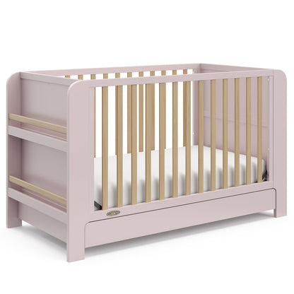 Read-With-Me Crib with Drawer - Blush/Driftwood