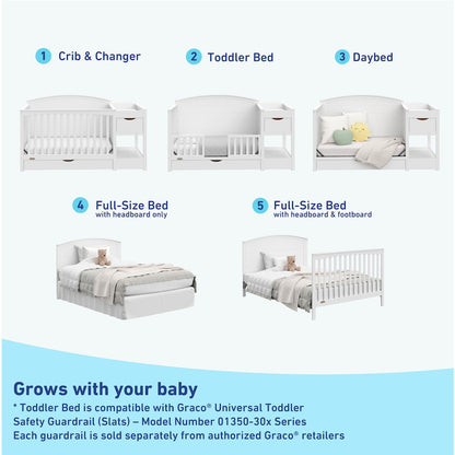 Graco Bellwood 5-in-1 Convertible Crib & Changer with Drawer (White)