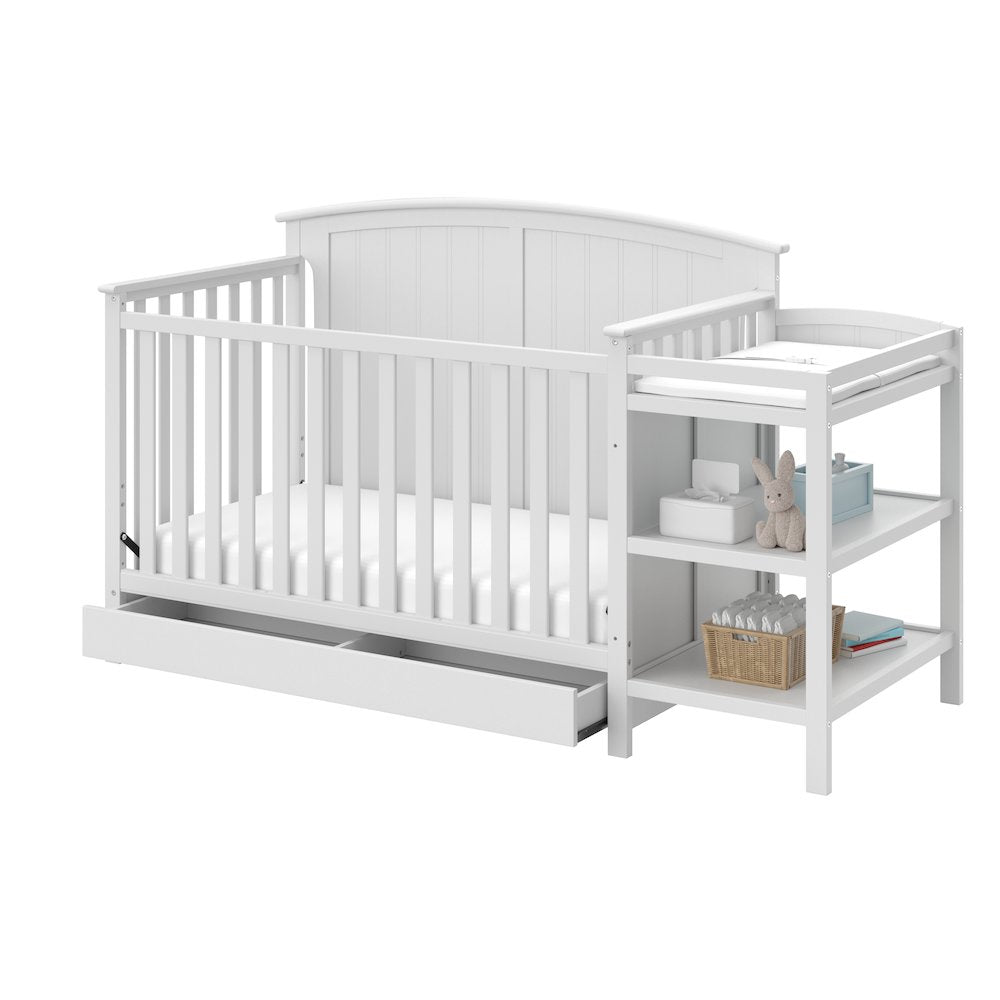 Steveston 5-in-1 Convertible Crib and Changer with Drawer - White