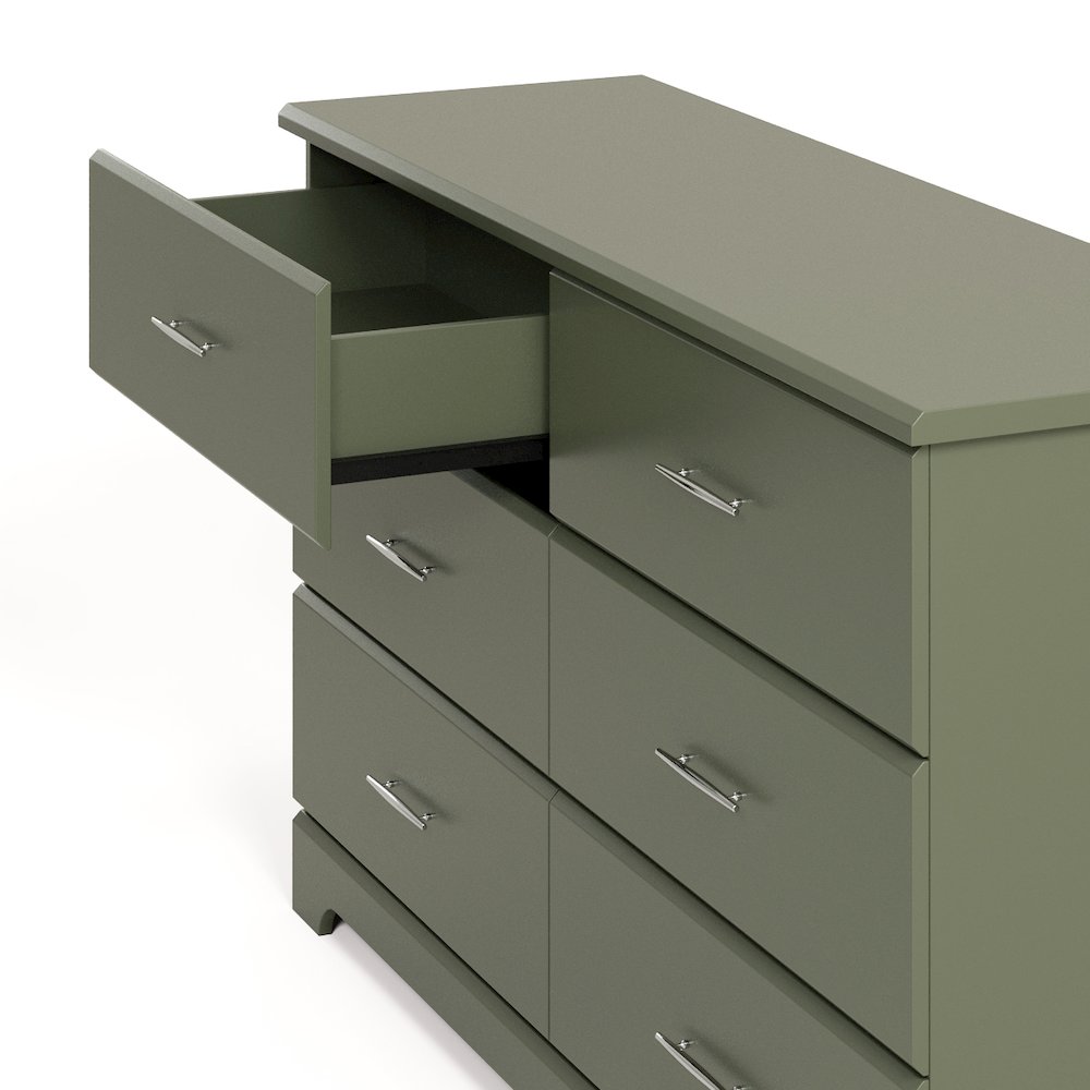 Brookside 6-Drawer Dresser- Olive