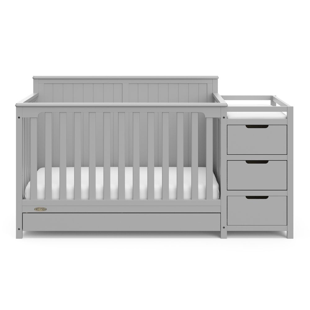 Graco Hadley 5-in-1 Convertible Crib and Changer with Drawer (Pebble Gray)