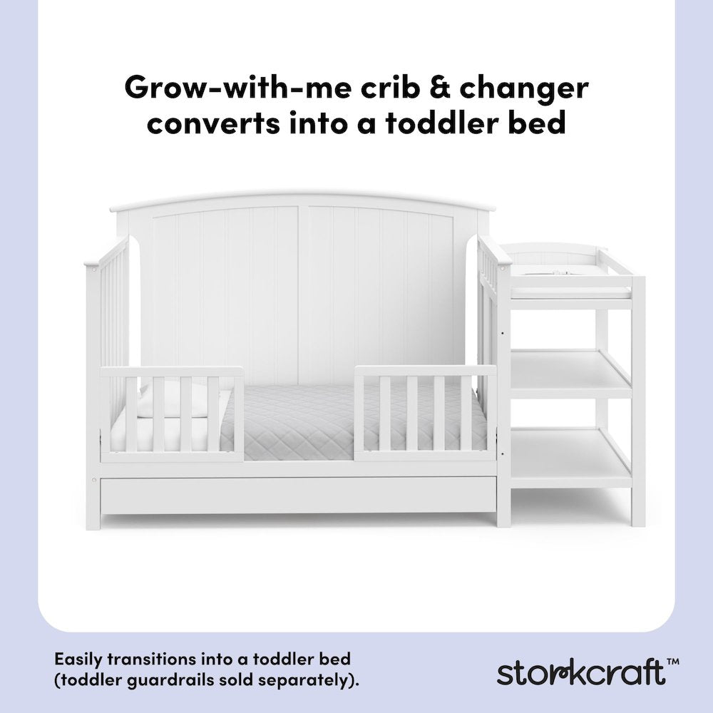Steveston 5-in-1 Convertible Crib and Changer with Drawer - White