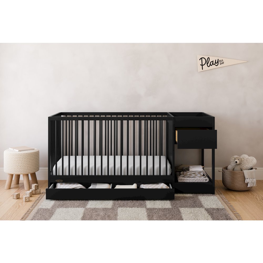 Teddi Convertible Crib & Changer-Black
