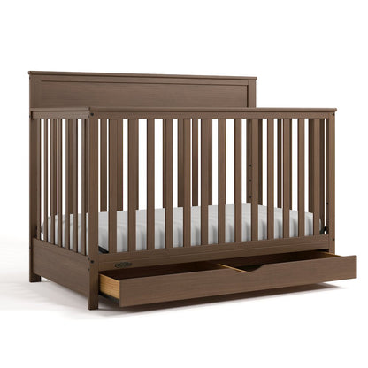 Shiloh Convertible Crib with Drawer - Hazelnut