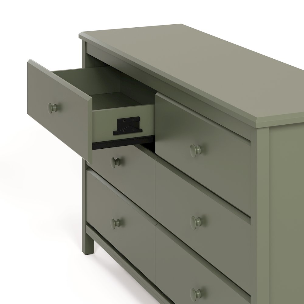 Alpine 6-Drawer Dresser- Olive