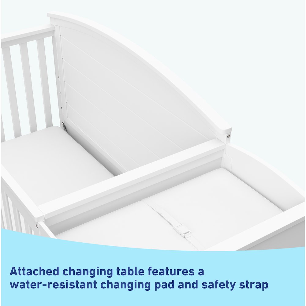Graco Bellwood 5-in-1 Convertible Crib & Changer with Drawer (White)