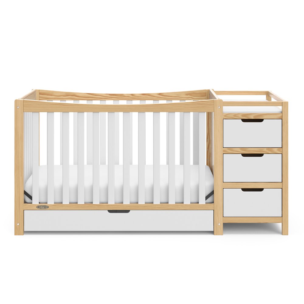 Graco Remi All-in-One Convertible Crib with Drawer and Changer (White & Natural)