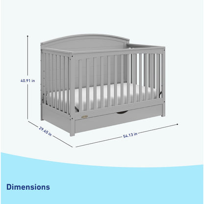 Graco Bellwood 5-in-1 Convertible Crib with Drawer (Pebble Gray)