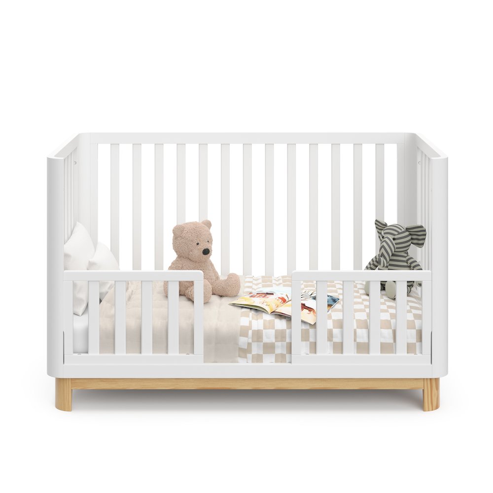 Storkcraft Santos 3-in-1 Convertible Crib (White with Natural)