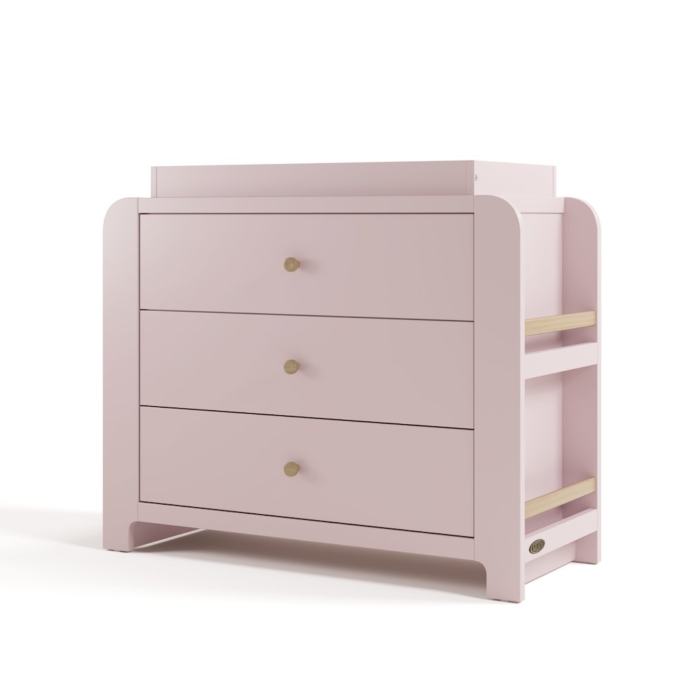 Read-With-Me 3 Drawer Chest with Topper -Blush/Driftwood