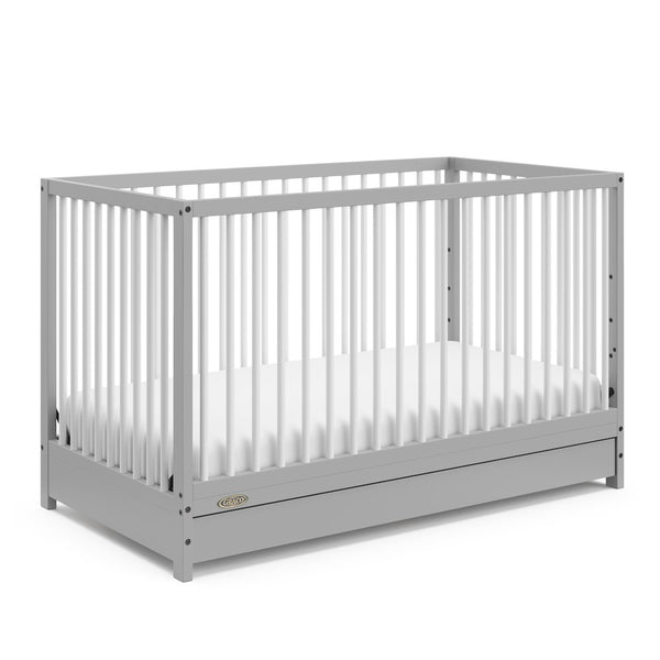 Graco Teddi 5-in-1 Convertible Crib with Drawer - Pebble Gray and White