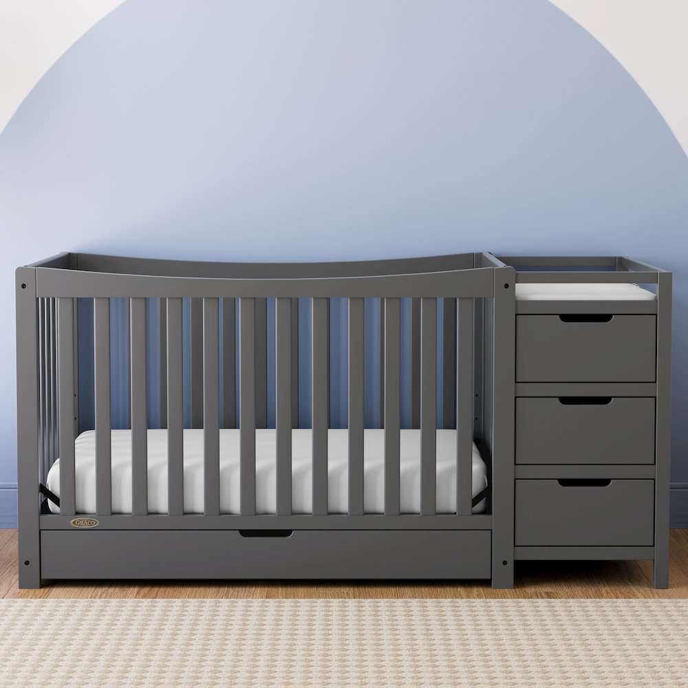 Graco Remi All-in-One Convertible Crib with Drawer and Changer (Gray)