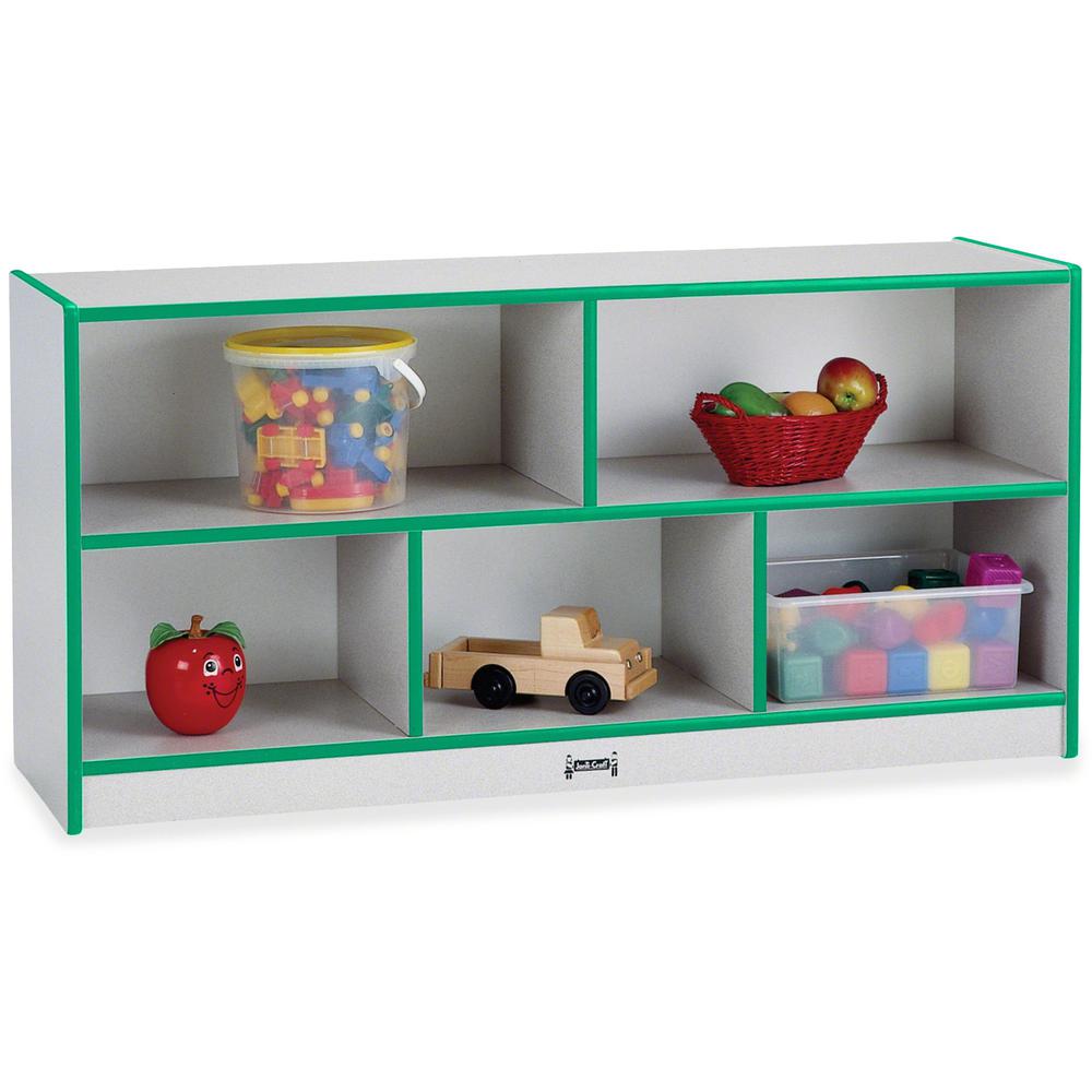 Jonti-Craft Rainbow Accents Low Open Single Storage Shelf - 29.5" Height x 48" Width x 15" Depth - Laminated, Durable - Black - Rubber - 1 Each