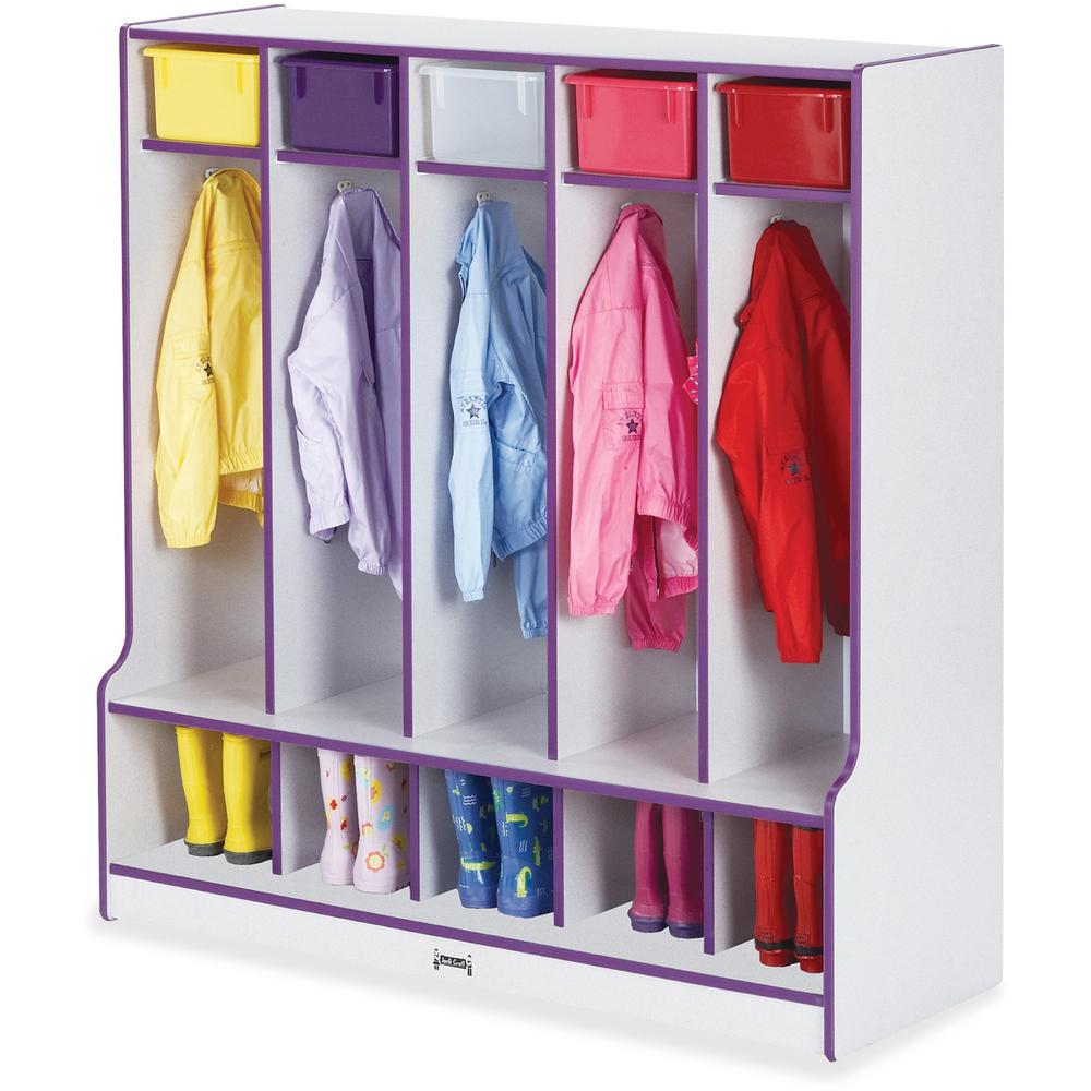 Jonti-Craft Rainbow Accents Step 5 Section Locker - 5 Compartment(s), Purple Color
