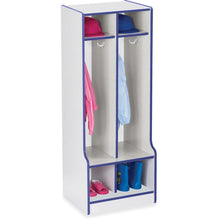 Jonti-Craft Rainbow Accents Double Coat Hooks Step Locker - 2 Compartment(s), Blue Color