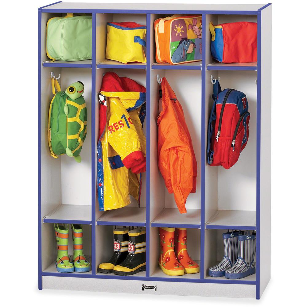Jonti-Craft Rainbow Accents 4 Section Coat Locker - 4 Compartment(s), Blue Color