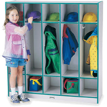Jonti-Craft Rainbow Accents 5-section Coat Locker - 5 Compartment(s), Teal Color